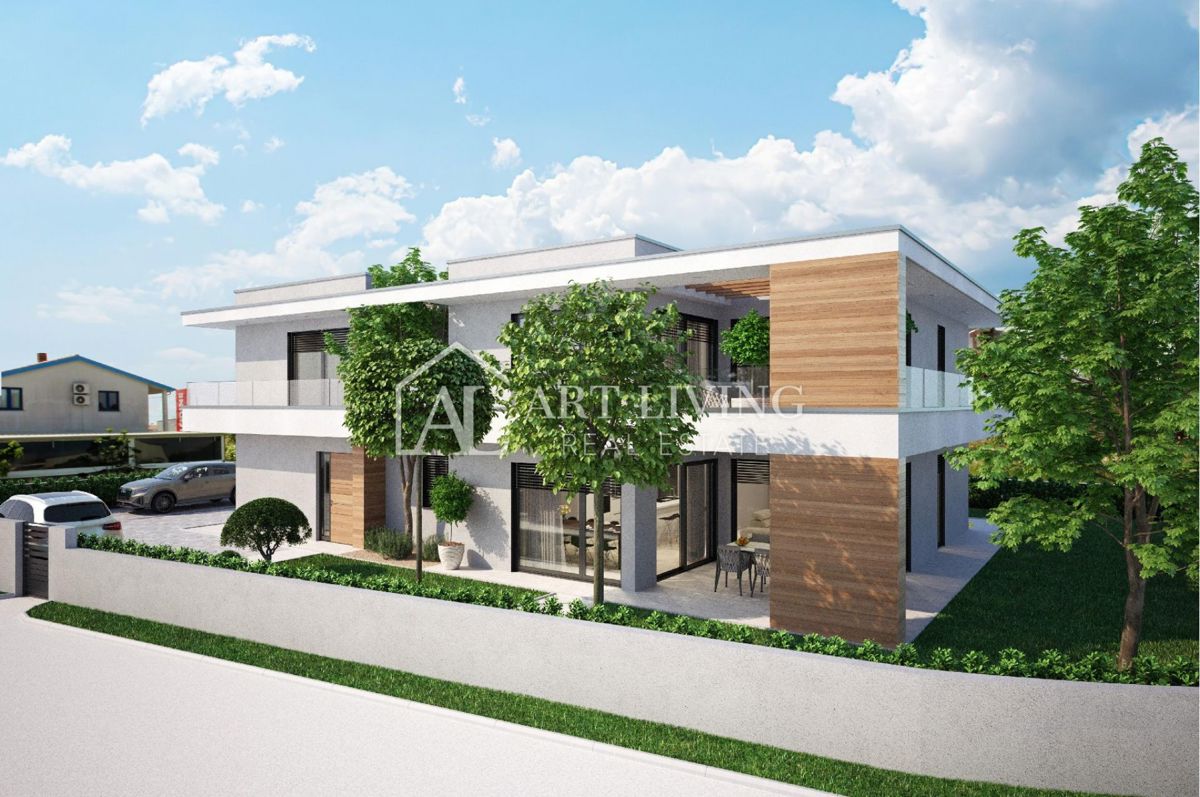 Istria, Umago – moderna casa bifamiliare con piscina, a 500 m dal mare, NUOVA COSTRUZIONE