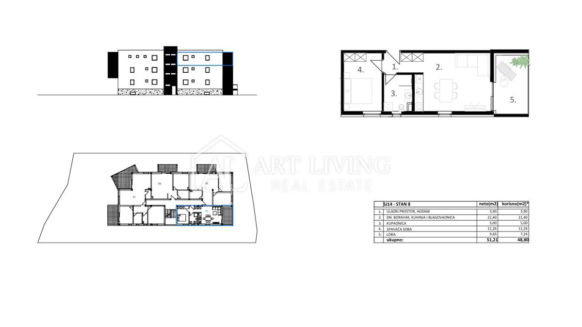 Vodice – nuova costruzione, moderno appartamento con una camera da letto, 49 m², a 500 m dal mare e dal centro città