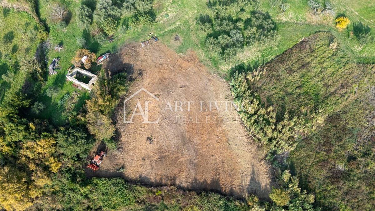 Buje, attraente terreno agricolo di 2.700 m² adiacente a una zona edificabile.