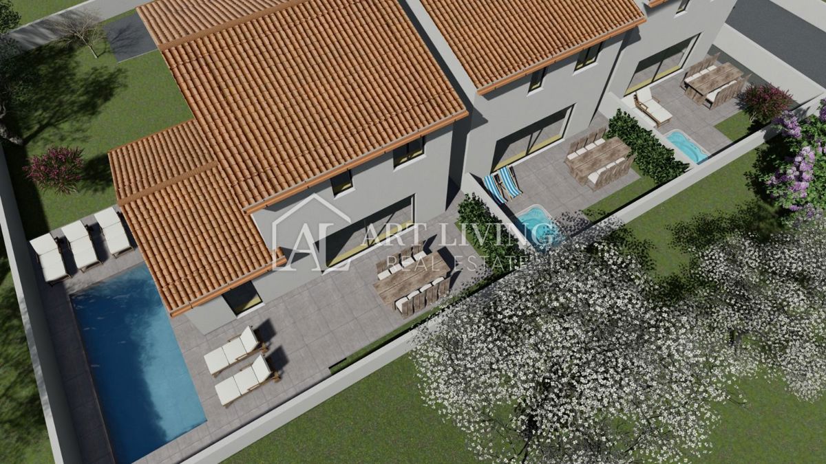 Istria, Umago, dintorni – Casa a schiera in posizione TOP – NUOVA COSTRUZIONE