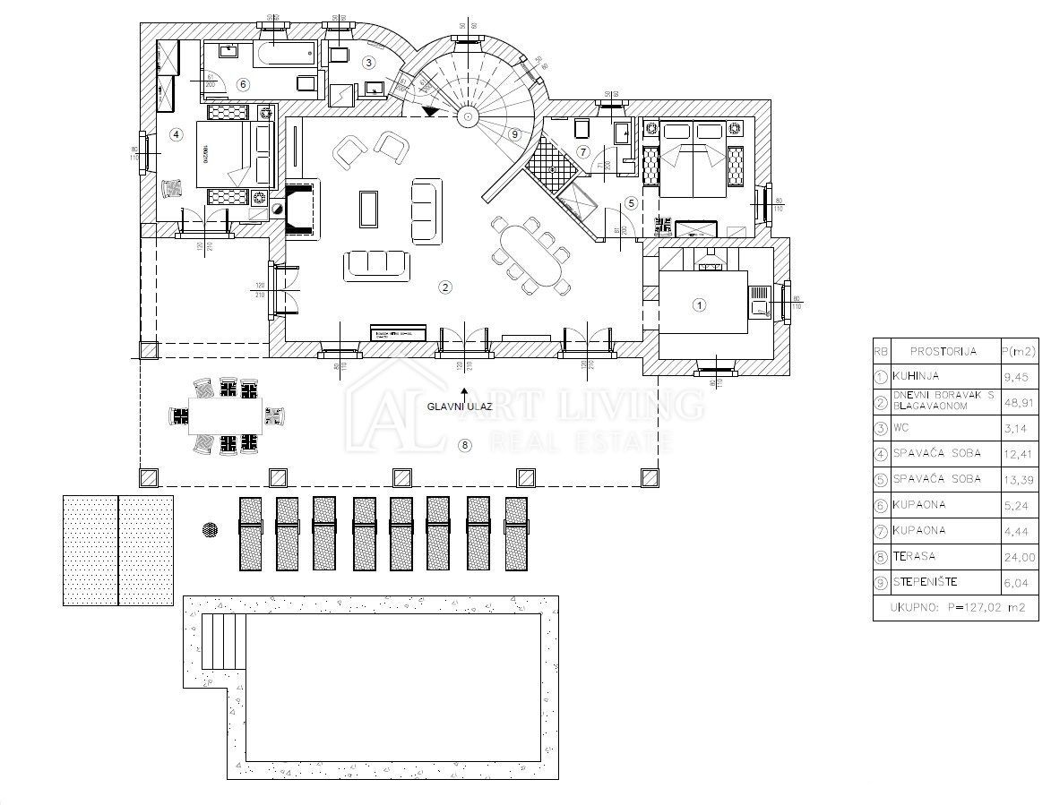 Parenzo, dintorni – villa rustica in pietra con piscina in stile istriano