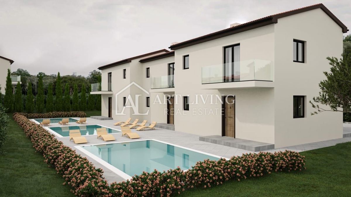 Buje, Kaštel – NUOVA COSTRUZIONE, attraente casa a schiera con piscina