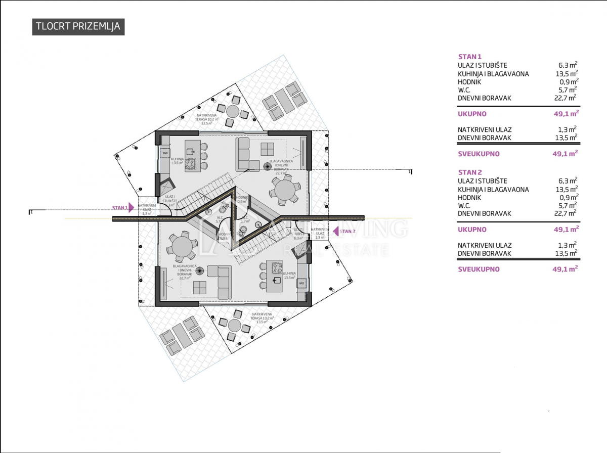 Novigrad - dintorni, moderno duplex con piscina