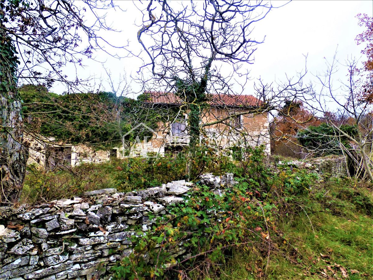 Oprtalj, casa istriana autoctona con terreno edificabile