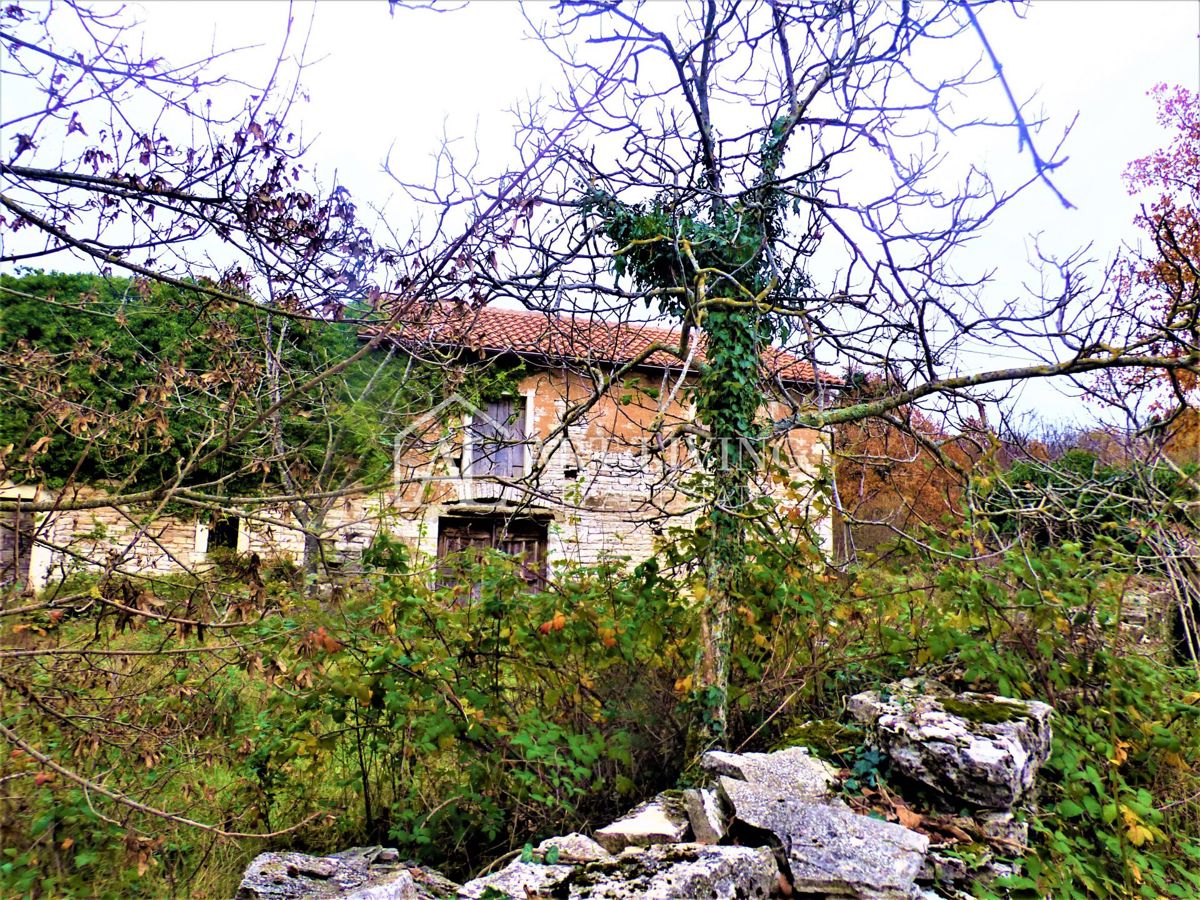 Oprtalj, casa istriana autoctona con terreno edificabile