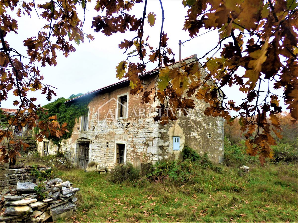 Oprtalj, casa istriana autoctona con terreno edificabile