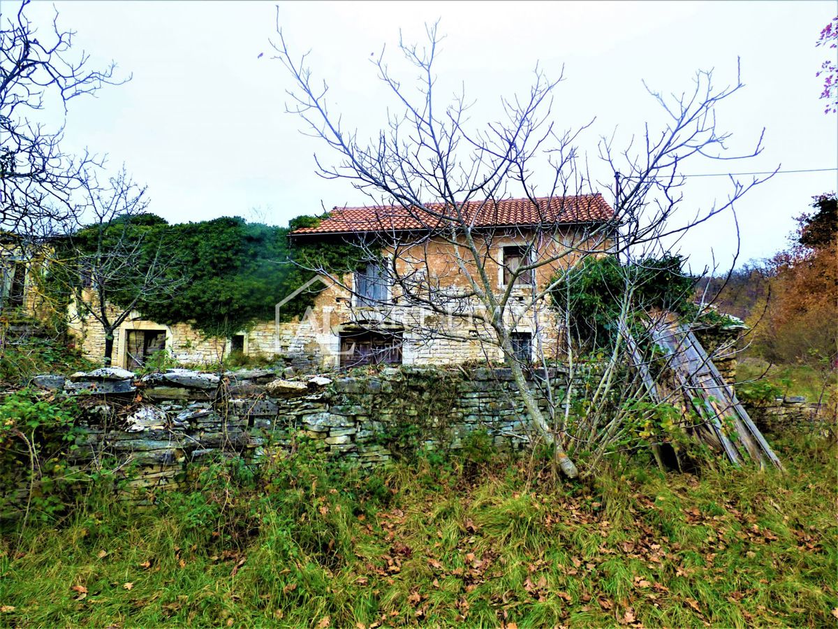 Oprtalj, casa istriana autoctona con terreno edificabile