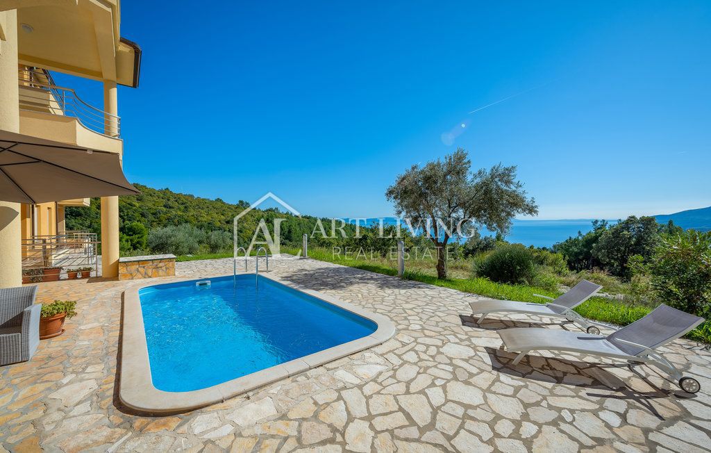 Istria, Rabac - grazioso appartamento con due camere da letto con piscina e vista panoramica sul mare