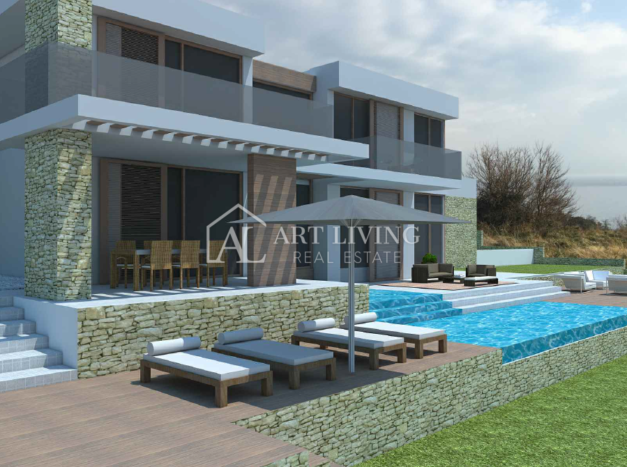 Istria, Labin, dintorni - attraente villa in fase di completamento in una posizione perfetta, a 80 m dal mare