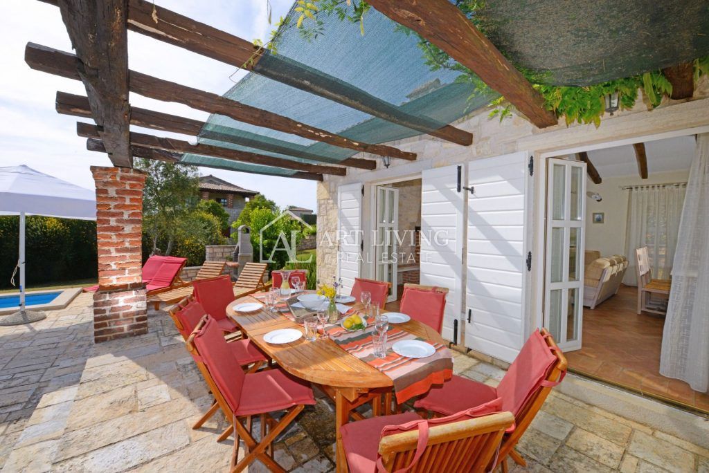 Poreč-dintorni, villa di lusso in pietra in stile rustico con piscina