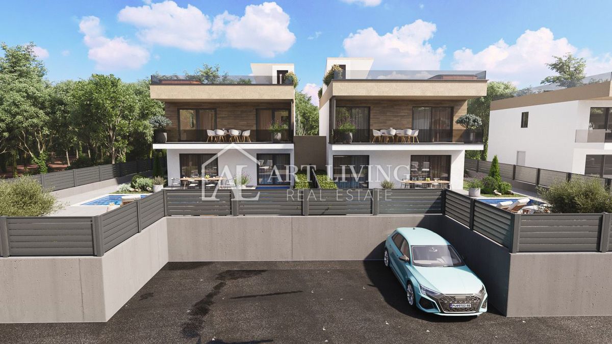 Istria, Brtonigla, dintorni – Moderna casa bifamiliare con piscina – NUOVA COSTRUZIONE