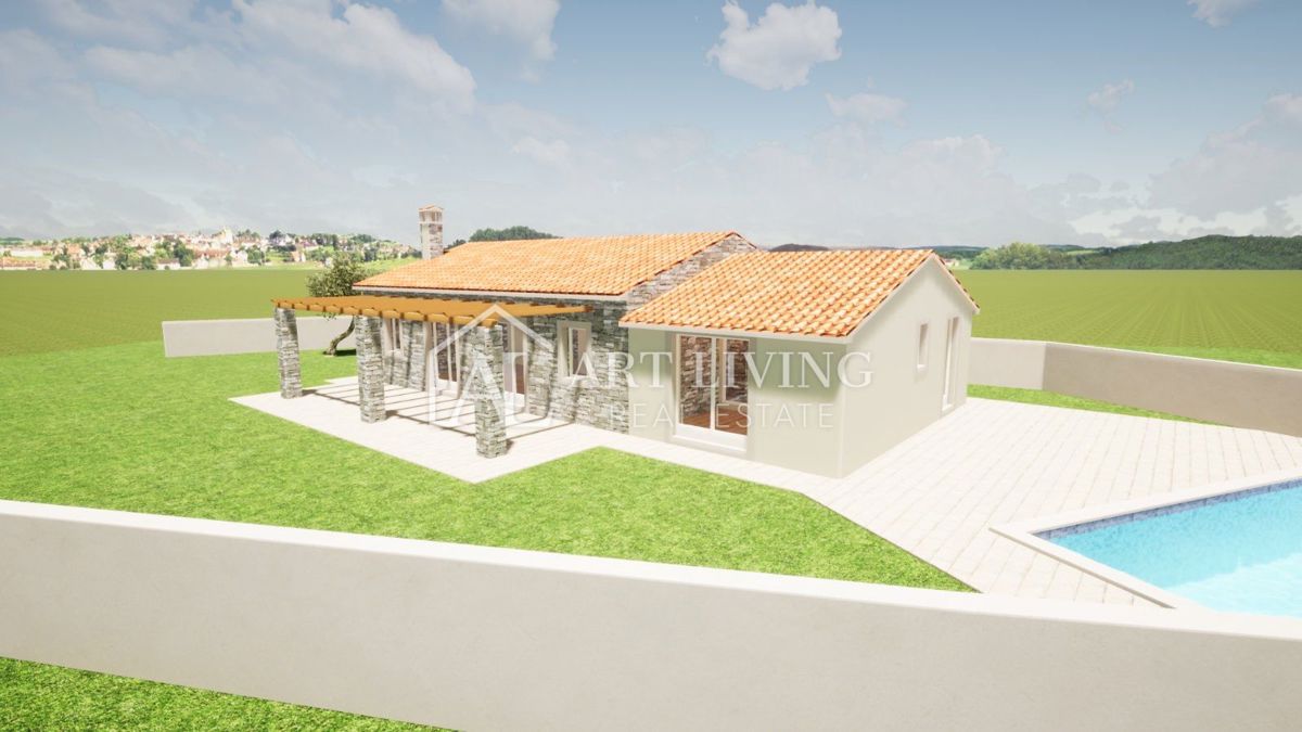 Istria, Umago, dintorni, - una moderna casa in pietra con piscina in una nuova costruzione!!!