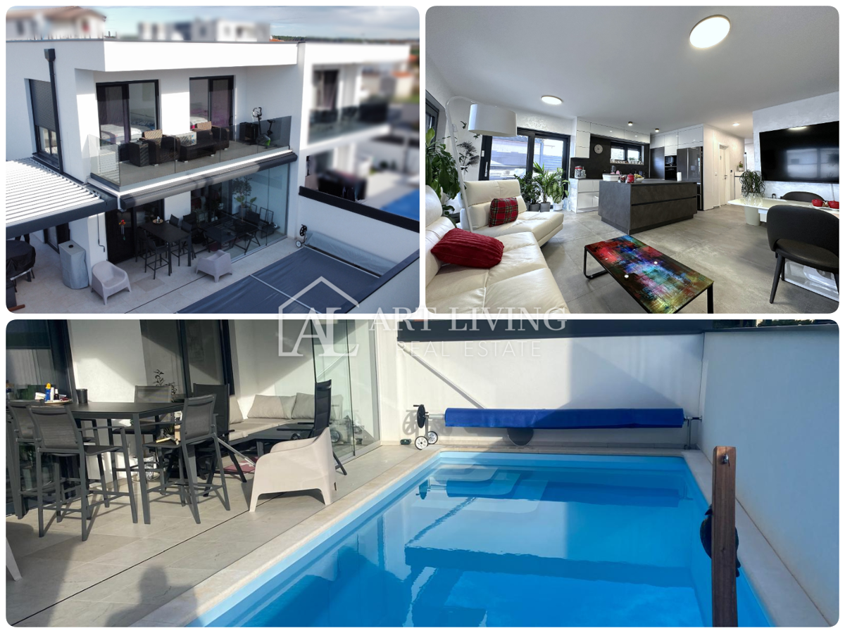 UMAGO – MODERNA CASA BIFAMILIARE CON PISCINA, 123 m² + 104 m² DI GIARDINO