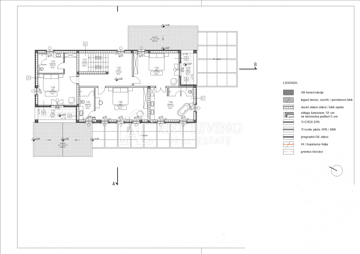 Novigrad - dintorni, autentica villa in pietra con piscina di architettura moderna