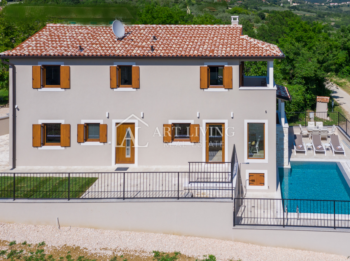 Zona di Buie, Villa in pietra d'Istria unica con piscina e vista mare