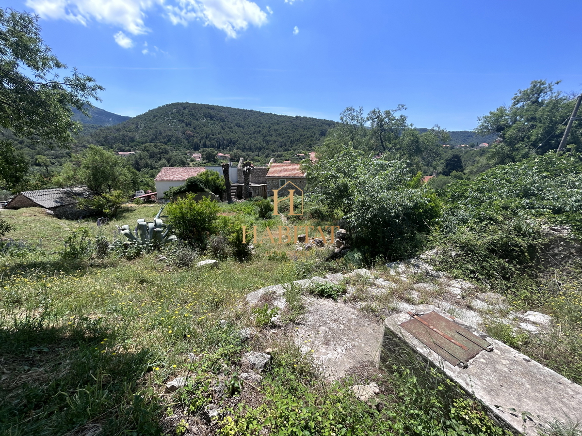 Dalmazia , Hvar , Dol Sv.Ana , casa 46m2 con terreno edificabile 650m2