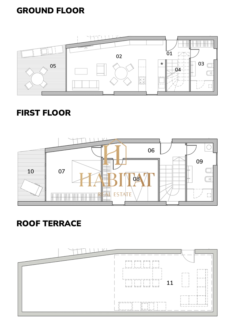 Istria, Karigador, duplex moderno, 3SS+DB, vista mare, cortile, due posti auto, terrazza sul tetto