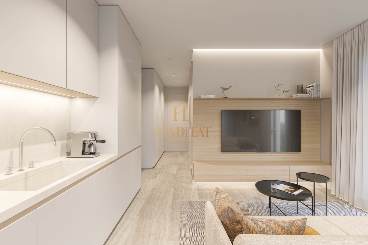 Istria, Karigador, duplex moderno, 3SS+DB, vista mare, cortile, due posti auto, terrazza sul tetto