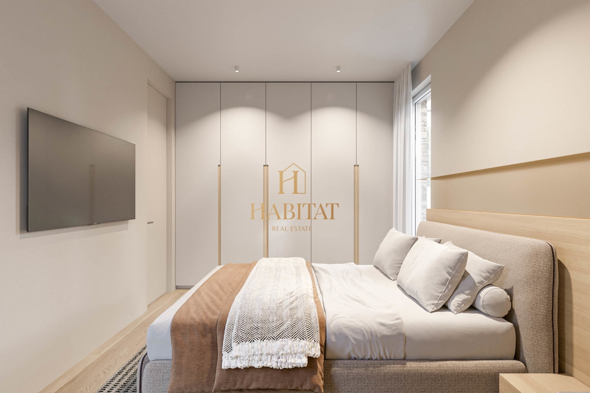 Istria, Karigador, duplex moderno, 3SS+DB, vista mare, cortile, due posti auto, terrazza sul tetto