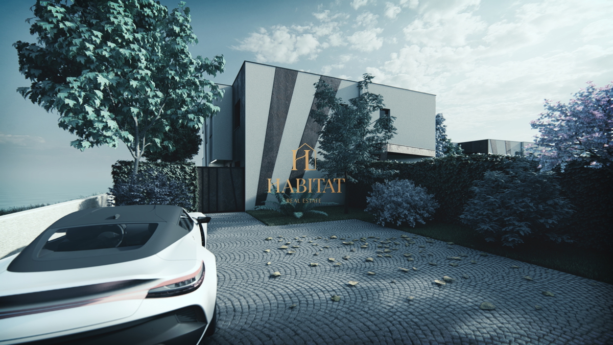POBRI- ABBAZIA, nuova costruzione, casa a schiera moderna triplex, 3 camere da letto + soggiorno, due piani, totale 177,33 m2, posti auto
