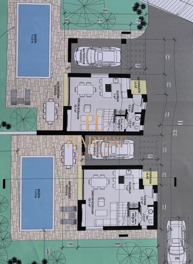 Istria, Umago, Lovrecica, terreno edificabile 745m2 vicino al mare, progetto duplex, vista sul mare aperto
