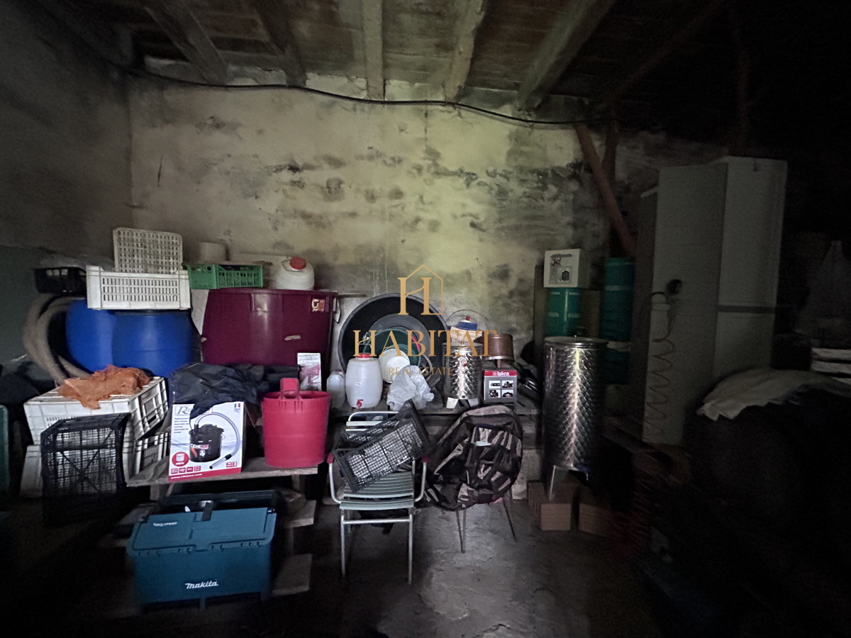 Istria, Plovania, casa doppia su un terreno edificabile di 721m2, 18857m2 di terreno agricolo, bosco
