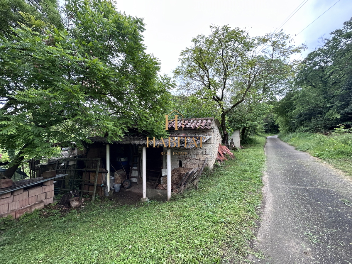 Istria, Plovania, casa doppia su un terreno edificabile di 721m2, 18857m2 di terreno agricolo, bosco