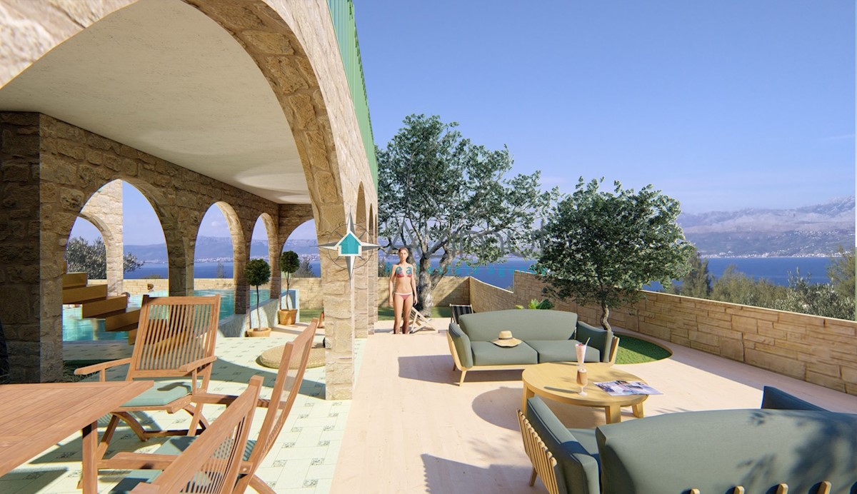 Dalmazia, Isola di Brač, Supetar, terreno edificabile 3000m2, uso misto, vista mare, 350m dal mare