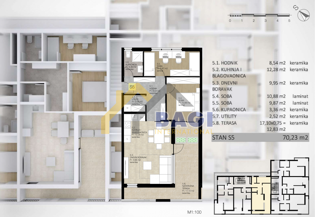 Appartamento Labin, 70,23m2