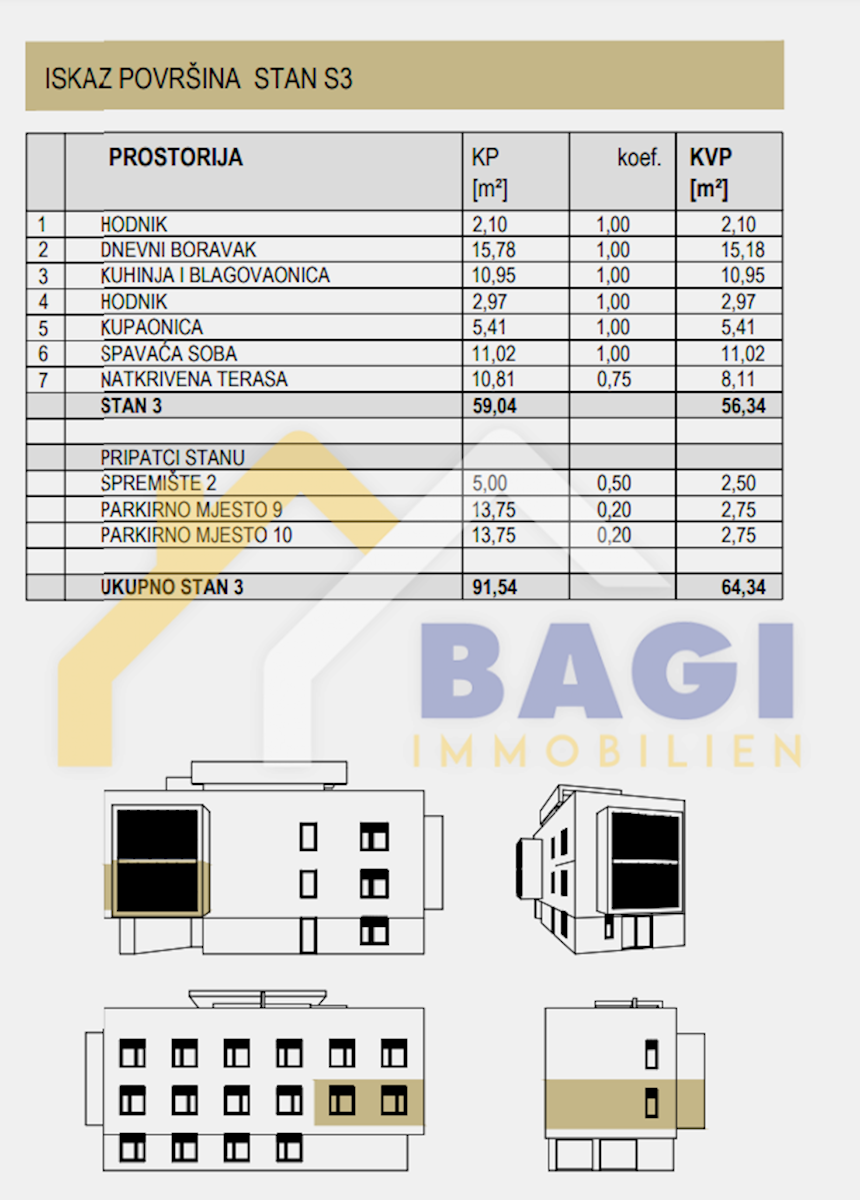 Appartamento Plovanija, Zadar, 59m2