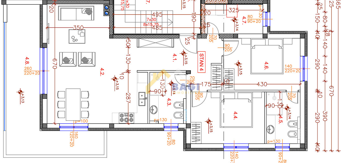 Appartamento Peroj, Vodnjan, 104,73m2