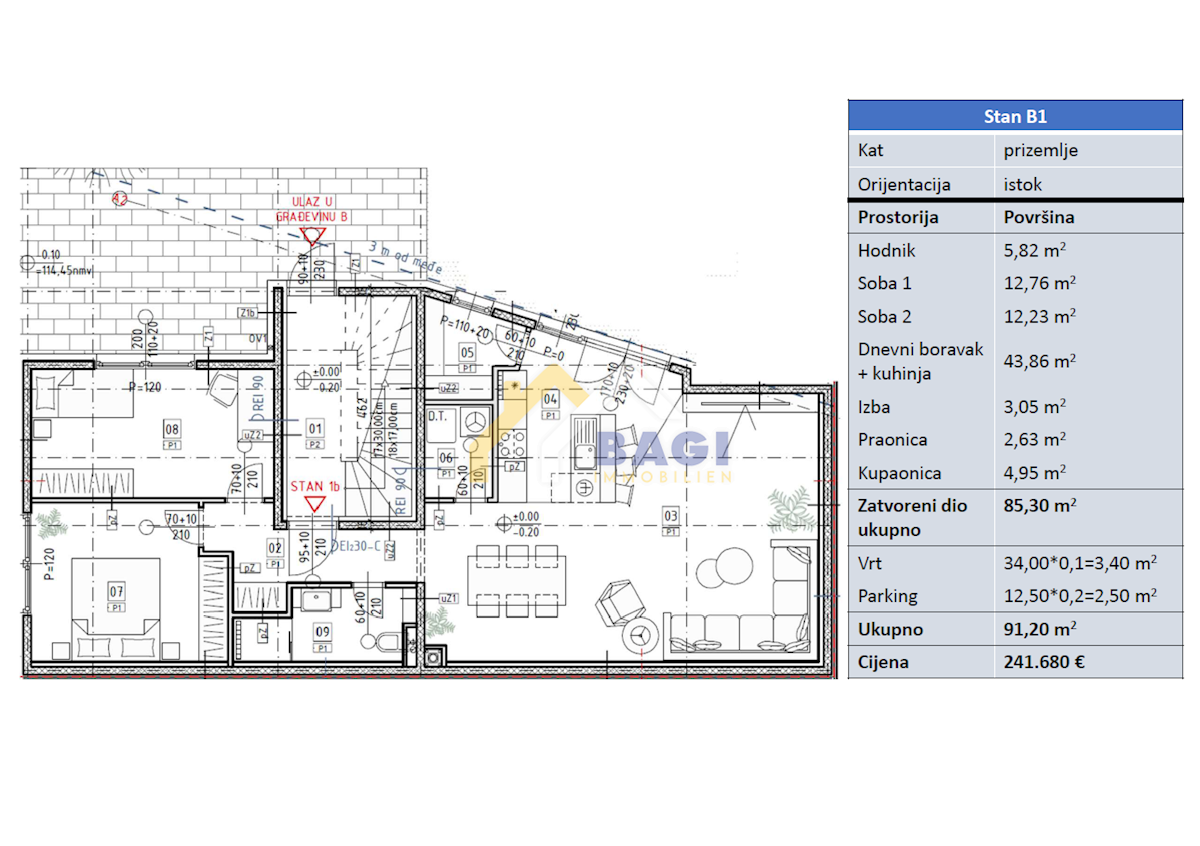 Appartamento Središće, Novi Zagreb - Istok, 91,20m2