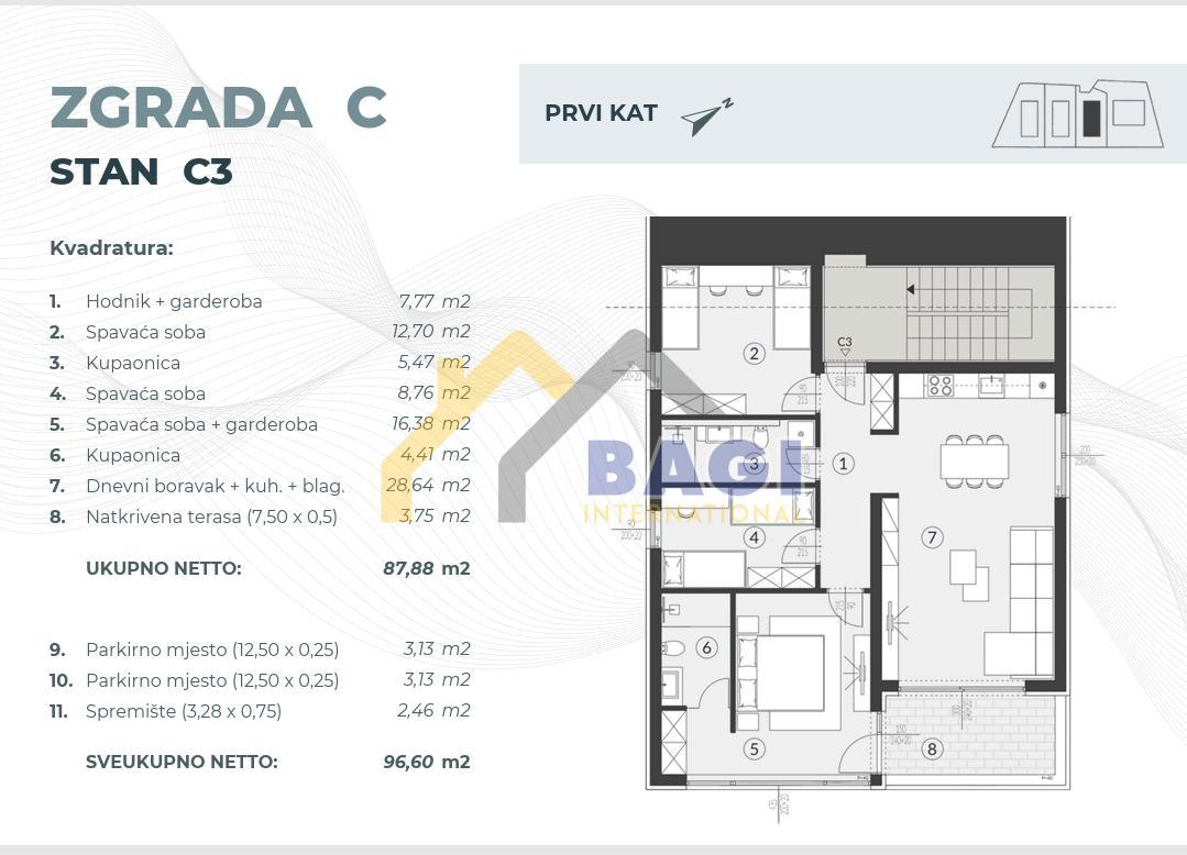 Vendesi Fažana-Valbandon-C3-Appartamento 96.60m2-Due posti auto