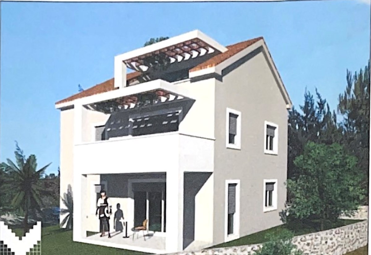 Terreno edificabile a Hvar con un progetto di costruzione presentato per l'approvazione