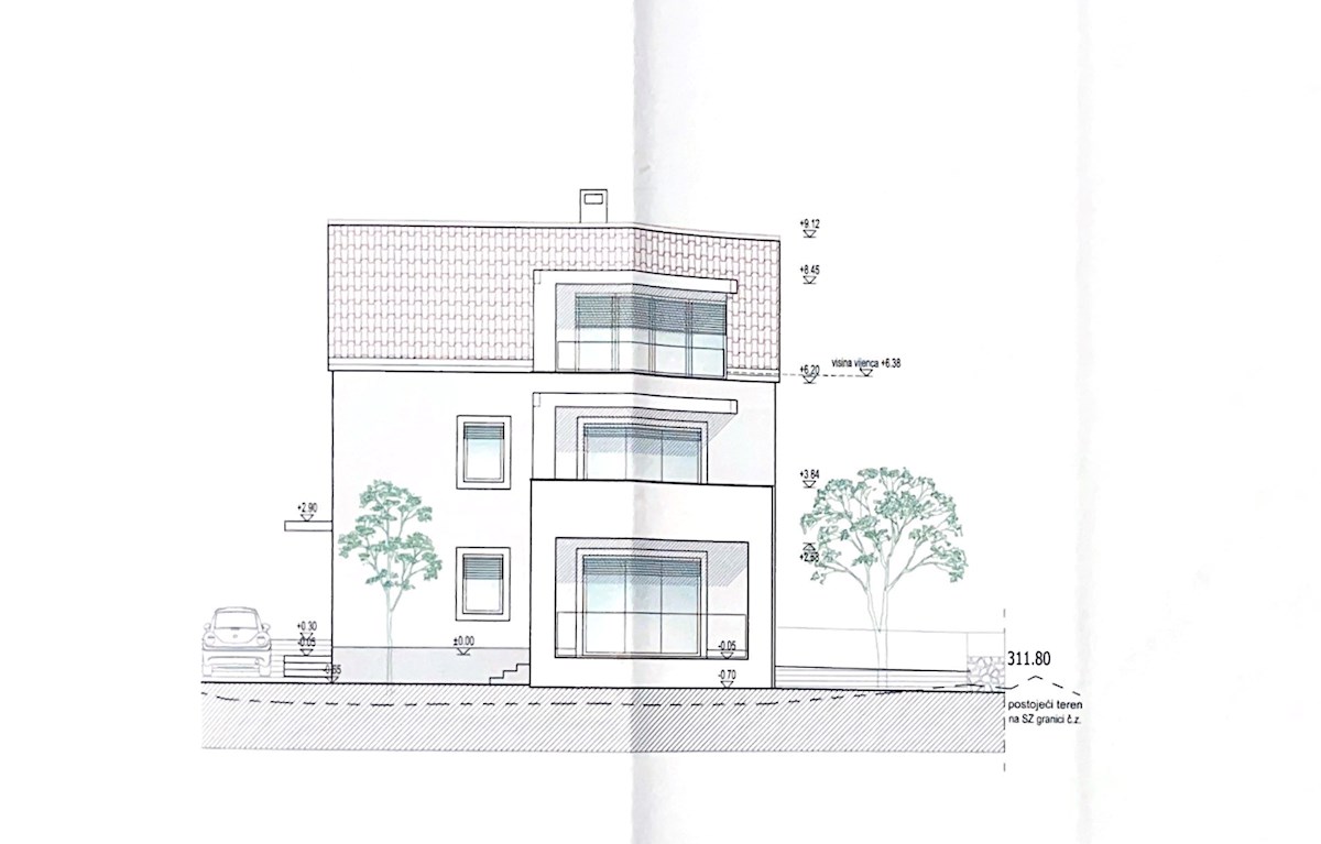 Terreno edificabile a Hvar con un progetto di costruzione presentato per l'approvazione