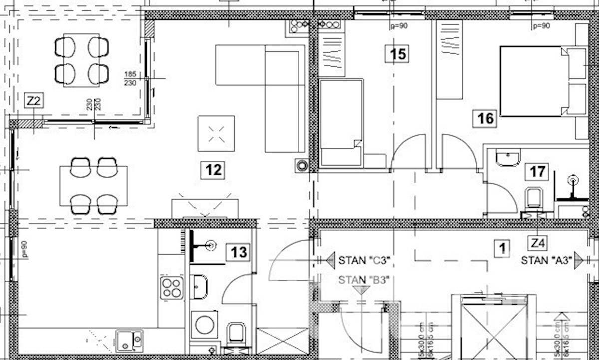 Appartamento C3 al terzo piano, vista mare, nuova costruzione, Vabriga