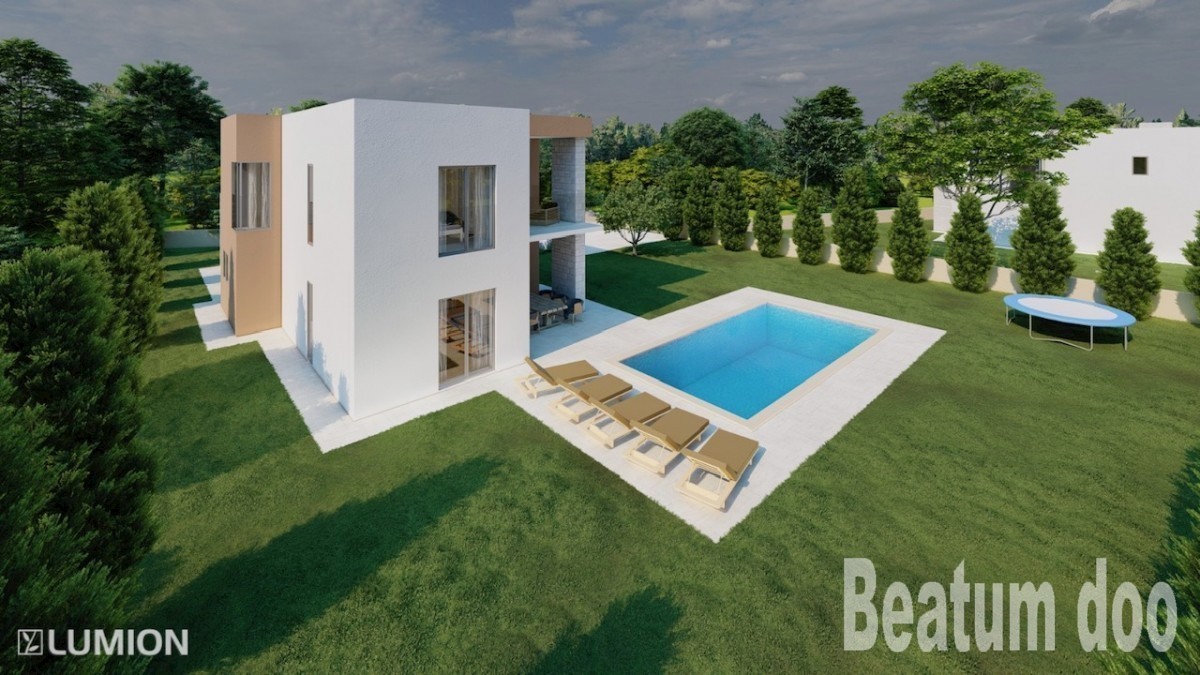 Piccola villa moderna con piscina a Kaštelir con vista sul mare