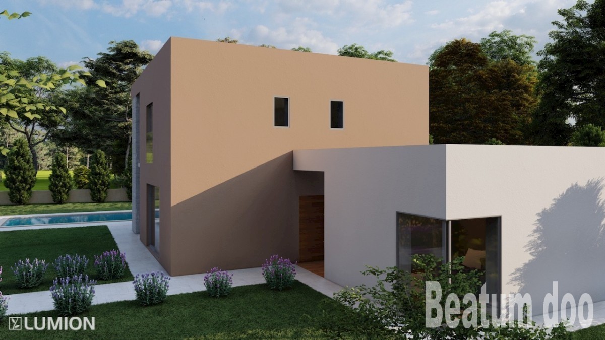 Piccola villa moderna con piscina a Kaštelir con vista sul mare