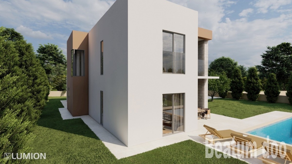 Piccola villa moderna con piscina a Kaštelir con vista sul mare