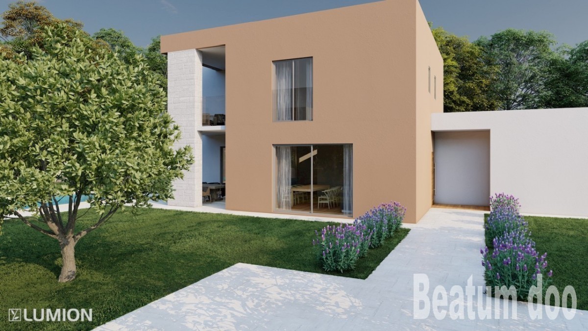 Piccola villa moderna con piscina a Kaštelir con vista sul mare