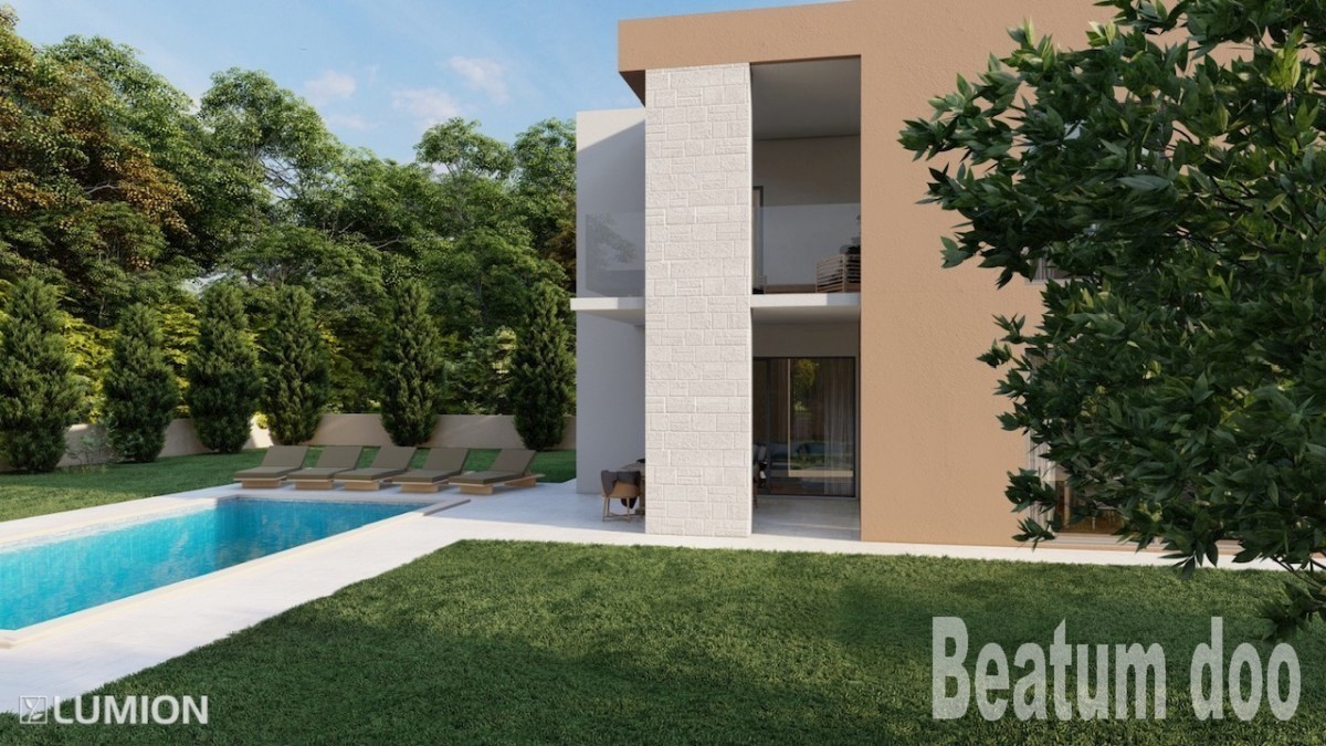 Piccola villa moderna con piscina a Kaštelir con vista sul mare
