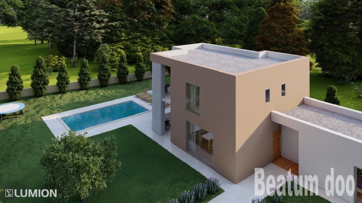 Piccola villa moderna con piscina a Kaštelir con vista sul mare