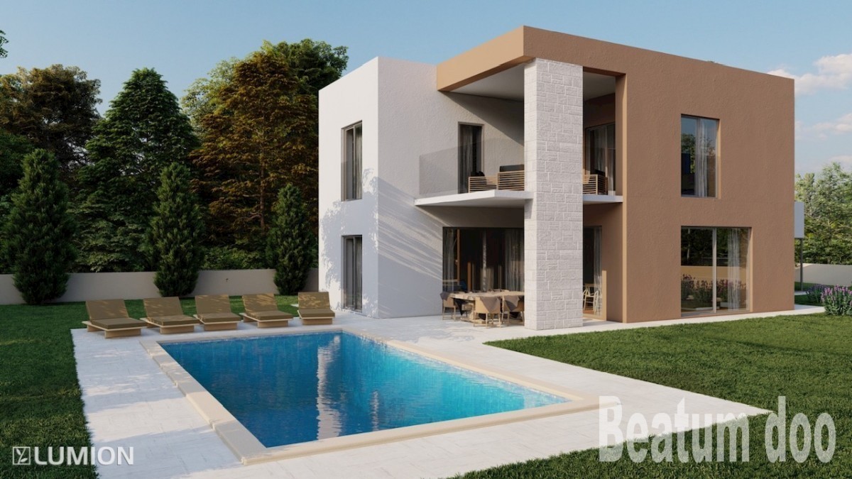 Piccola villa moderna con piscina a Kaštelir con vista sul mare