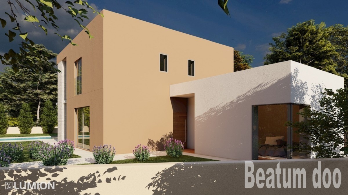 Piccola villa moderna con piscina a Kaštelir con vista sul mare