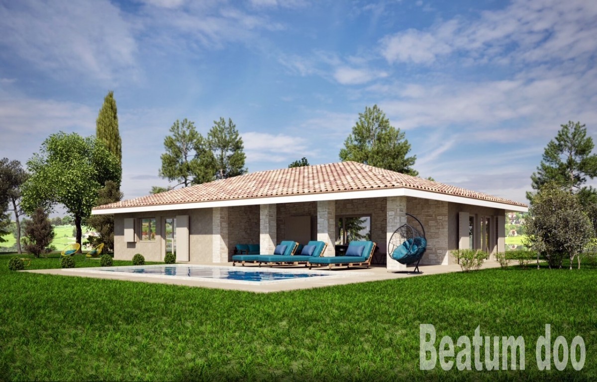 Piccola villa moderna con piscina a Kaštelir con vista sul mare