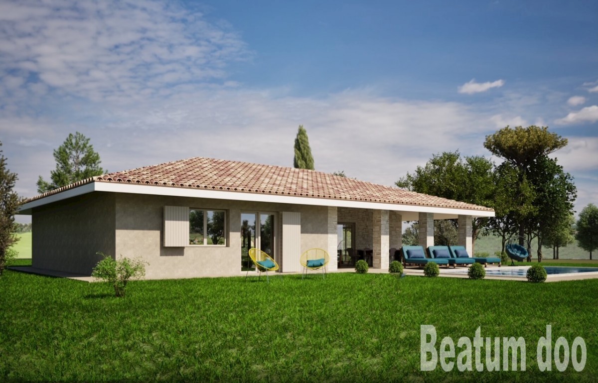 Piccola villa moderna con piscina a Kaštelir con vista sul mare