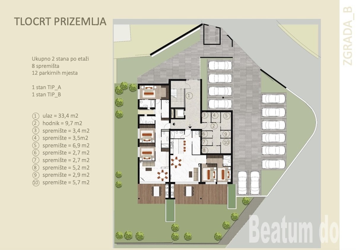 Appartamento al piano terra L, nell'edificio contrassegnato B, di nuova costruzione, Cittanova