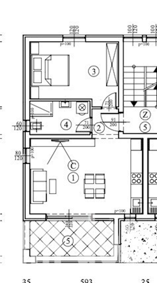 Appartamento C al primo piano, di nuova costruzione, vicino a Parenzo