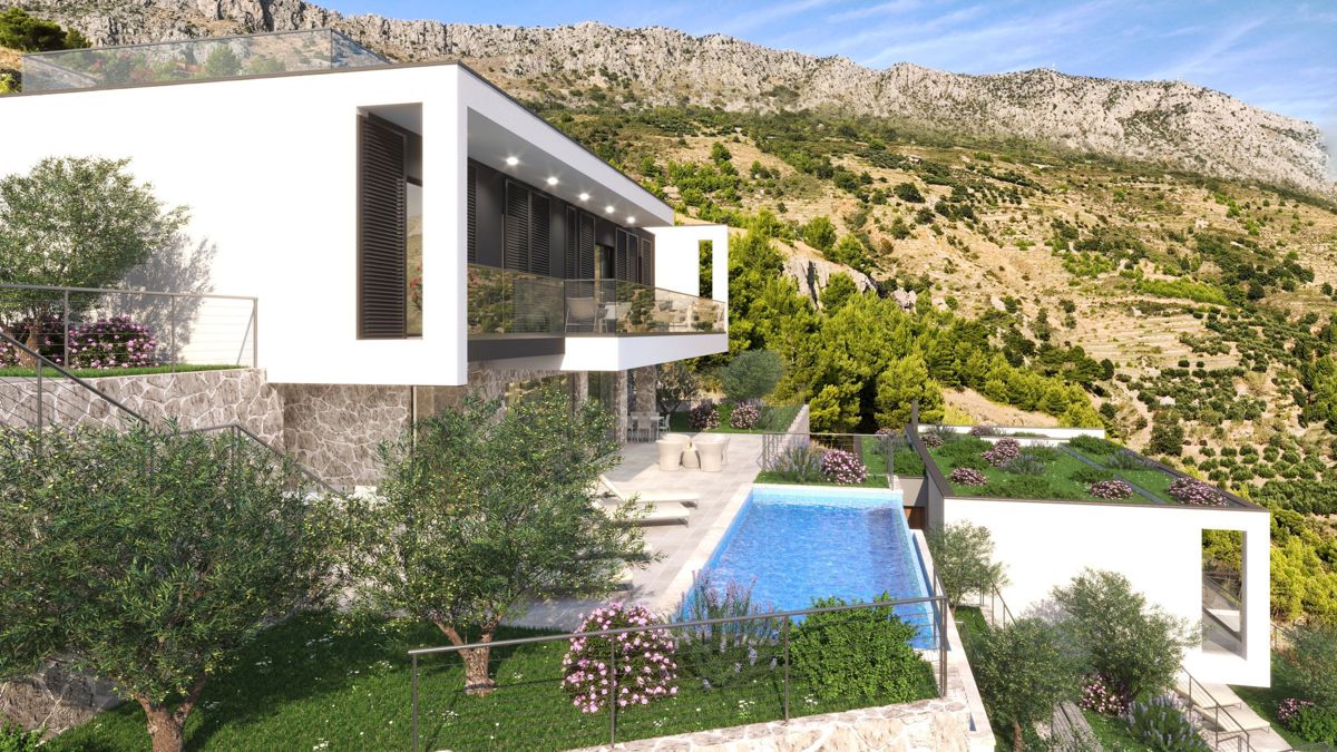 Villa moderna con vista mare