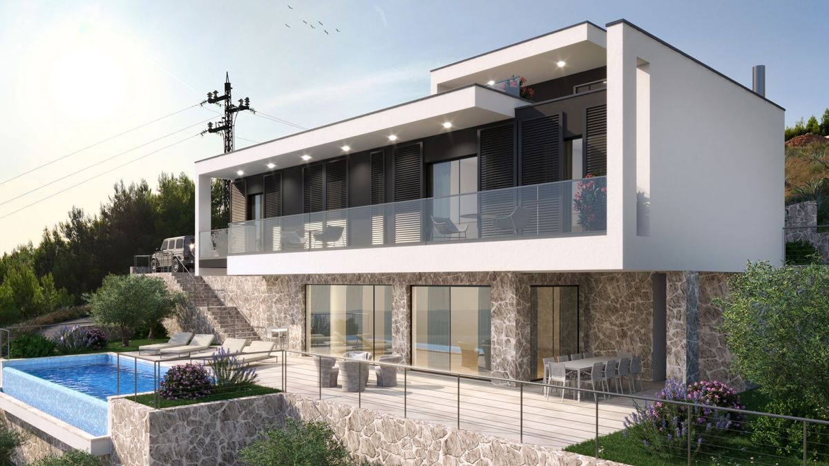 Villa moderna con vista mare